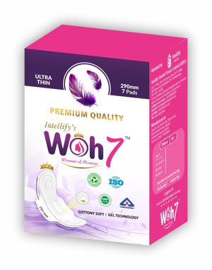 WOH 7 Complete Comfort Sanitary Pads for Sensitive Skin | Pack of 7 Pads of 290 MM | Zero Irritation | Comfortable All-Day Protection | Ultra-Thin | Super Absorbent | No rashes | 100% Toxic-Free, Dermatologically Tested
